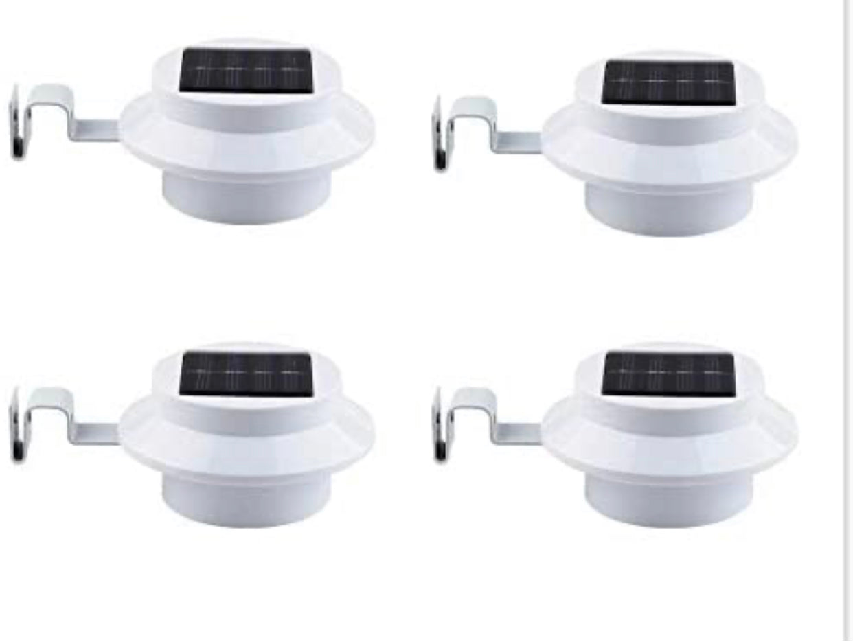 Lighteme Black Solar Powered LED Post Cap Fence Light 4 Pack