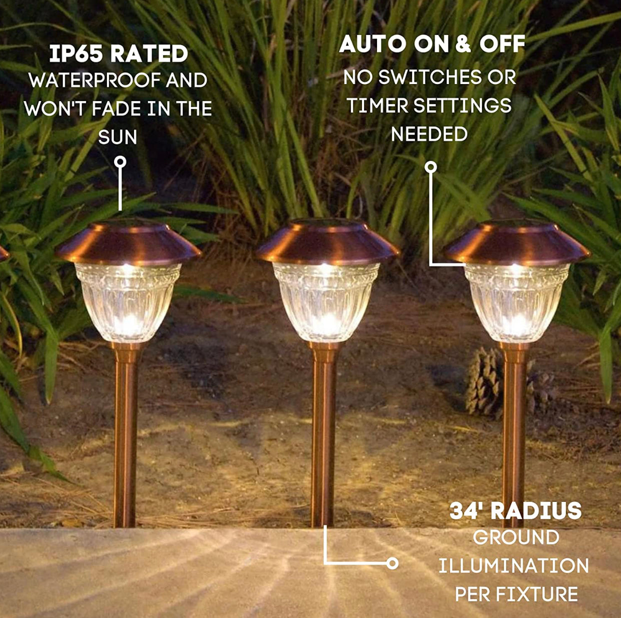 Lighteme 10 Pack Solar LED Pathway Lights Outdoor-Stainless Steel