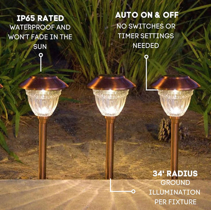 Lighteme 10 Pack Solar LED Pathway Lights Outdoor-Stainless Steel