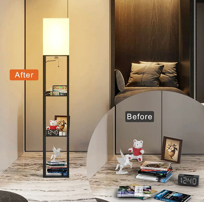 Lighteme Stehlampenladegerät – Regal-Stehlampe mit USB-Ladeanschlüssen und Steckdose 