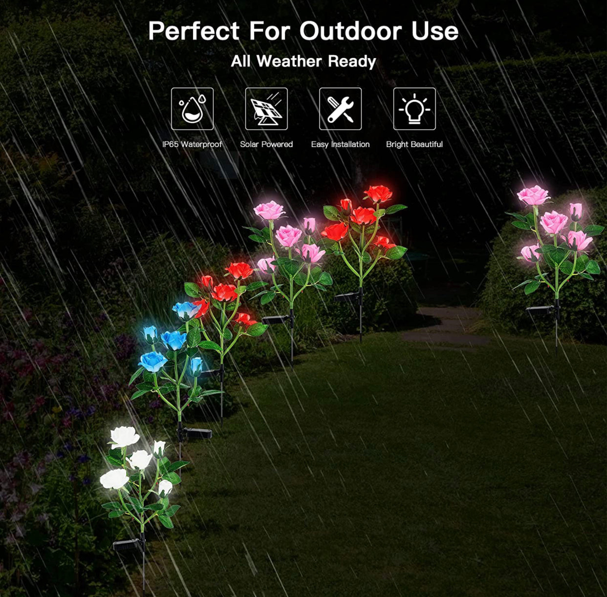 Lighteme Solar LED Rose Flower Light (2 Pack)