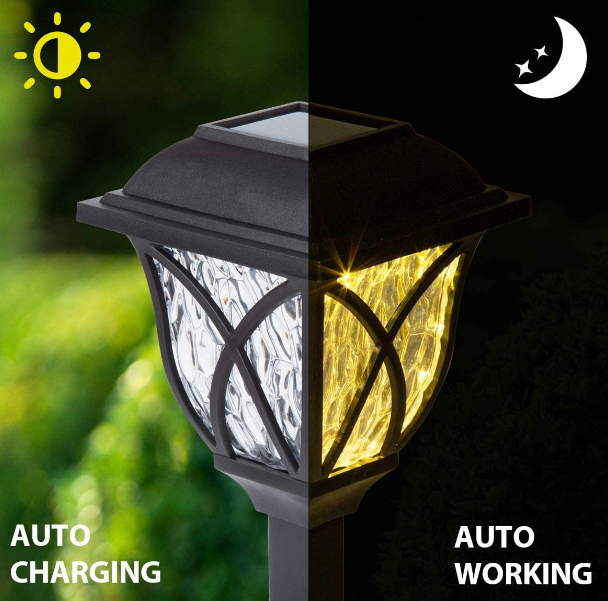 Lighteme 8 Pack Solar LED Lights,Large Rotating Outdoor Pathway Up To 10 Lumen