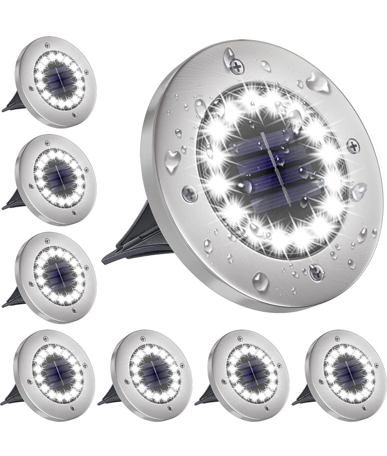 Lighteme Solar Garden Disk Lights 16LED Solar Ground Lights Underground Lights,4 Pack-20 Lumen