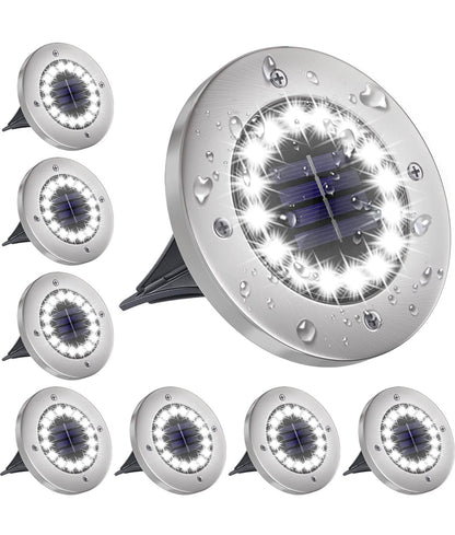 Lighteme Solar Garden Disk Lights 16LED Solar Ground Lights Underground Lights,4 Pack-20 Lumen