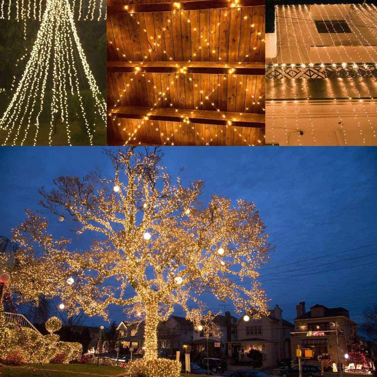 2PK Lighteme Solar String Lights Outdoor Copper Wire, Waterproof Solar Fairy Lights with 8 Lighting Modes