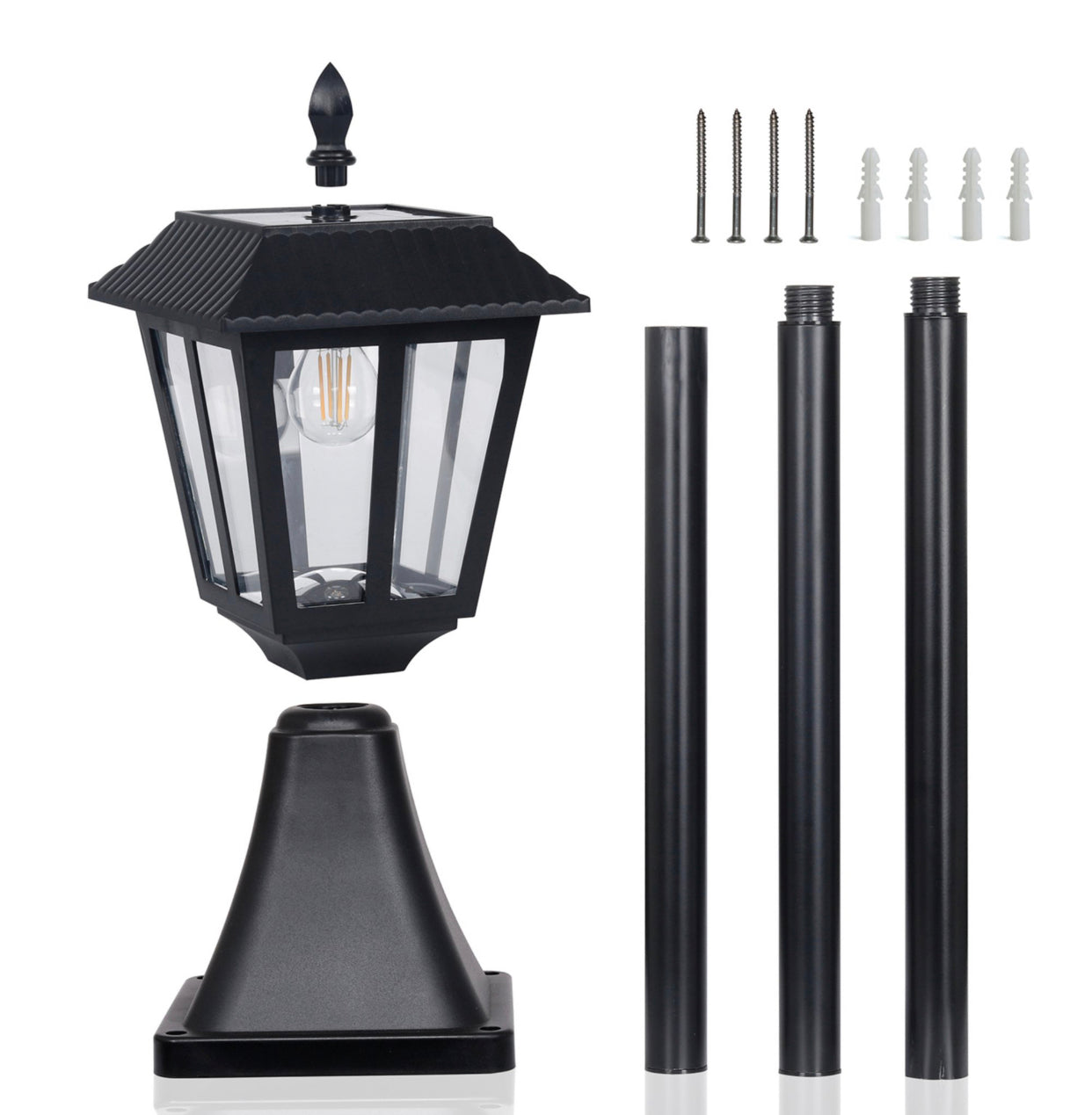 Lighteme Solar Post Lamp Set, Warm White Vintage Light (2-Pack)