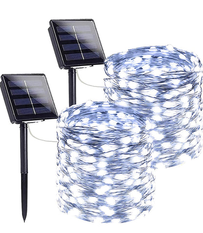 2PK Lighteme Solar String Lights Outdoor Copper Wire, Waterproof Solar Fairy Lights with 8 Lighting Modes