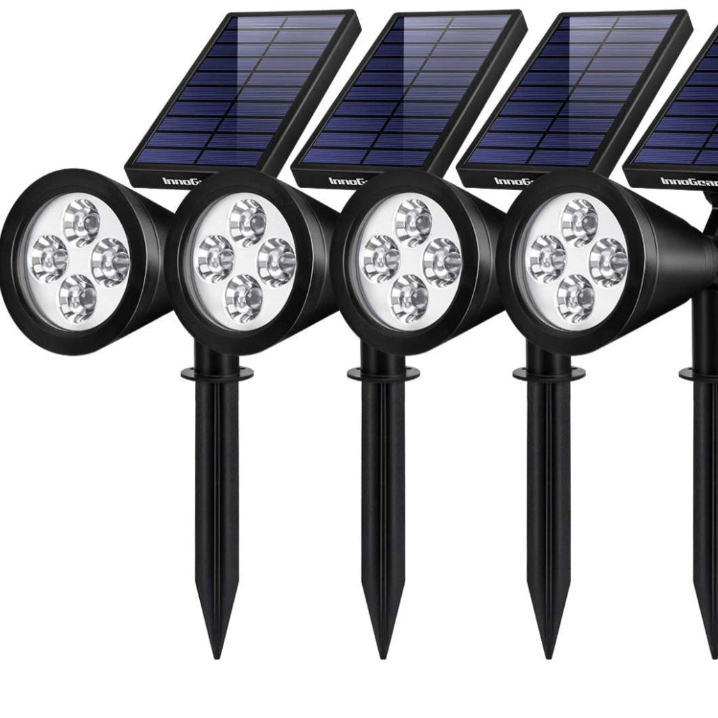 Lighteme Solar SpotLights Outdoor, Waterproof Solar Powered Landscape  2-in-1 Wall Light Auto On/Off , Pack of 4
