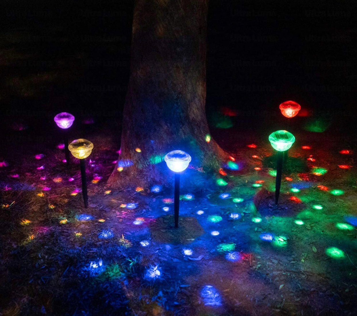 Lighteme Solar-Wege-LED-Leuchten, 8 Farbwechsel, für den Außenbereich, wasserdicht, 4 Stück