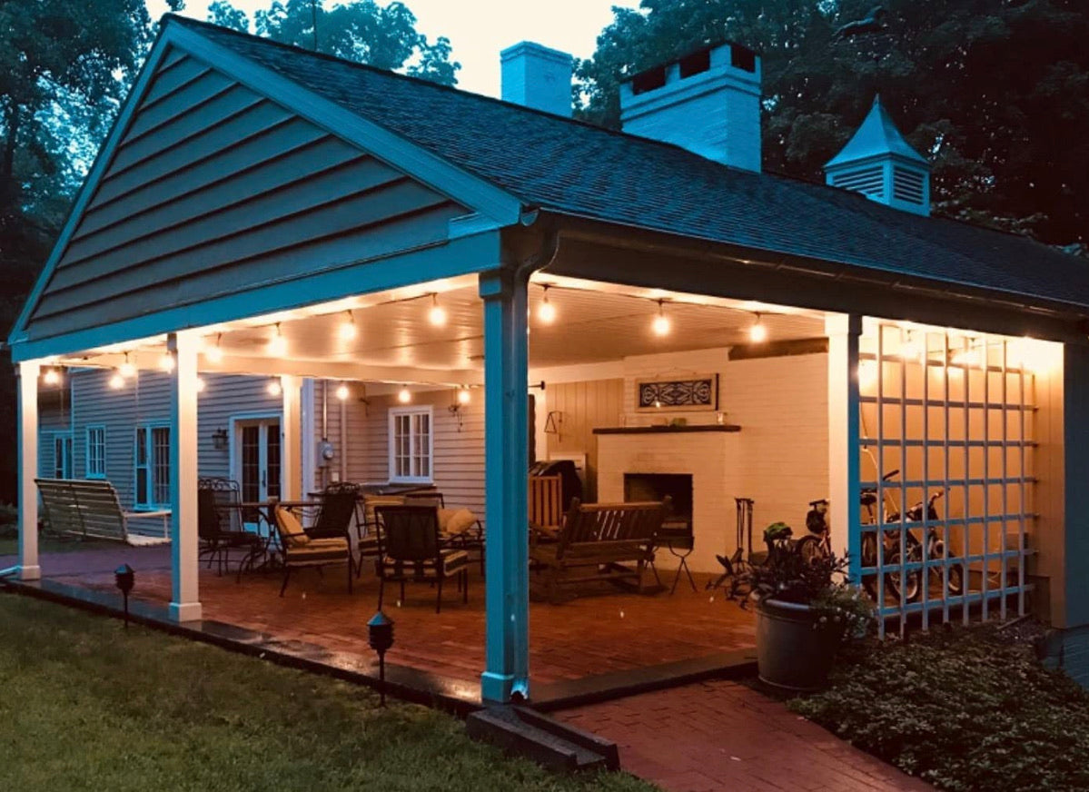 Lighteme 24Ft Plug-In LED Outdoor String Lights Waterproof- Hanging, Dimmable 2W Vintage Edison Bulbs