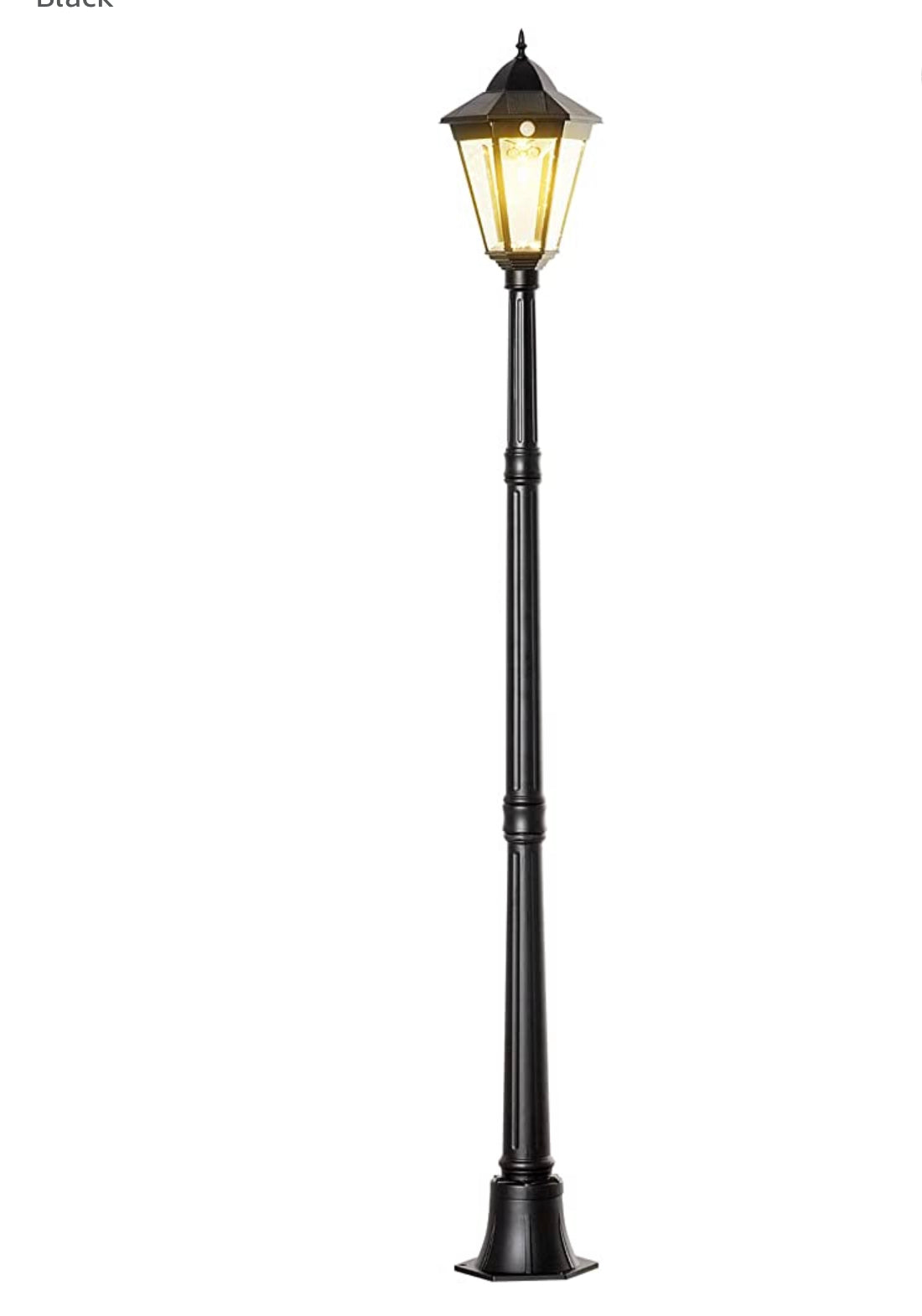 Lighteme 77" Solar Lamp Post Light, Waterproof Aluminum And Glass Outdoor Vintage Post Lamp