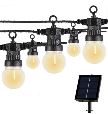 Lighteme 27 Ft Solar LED Outdoor String Lights – 1W Retro Edison Globe Bulbs Waterproof - 27 Ft Bistro Lights