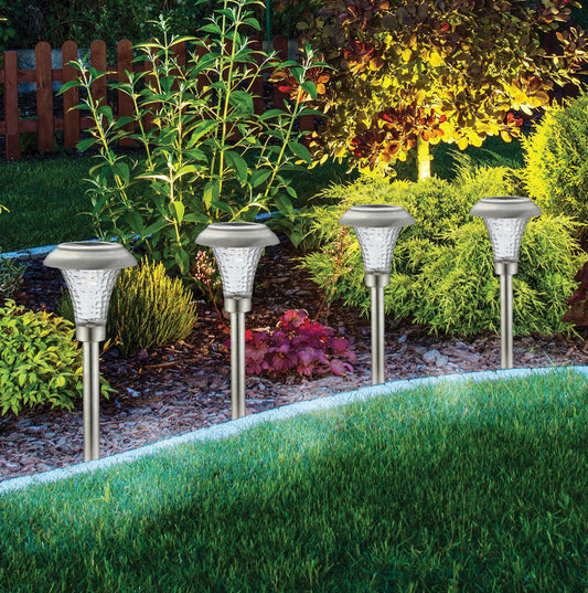 Lighteme Silver Solar Powered LED Pathway Light  (Pack of 16 )