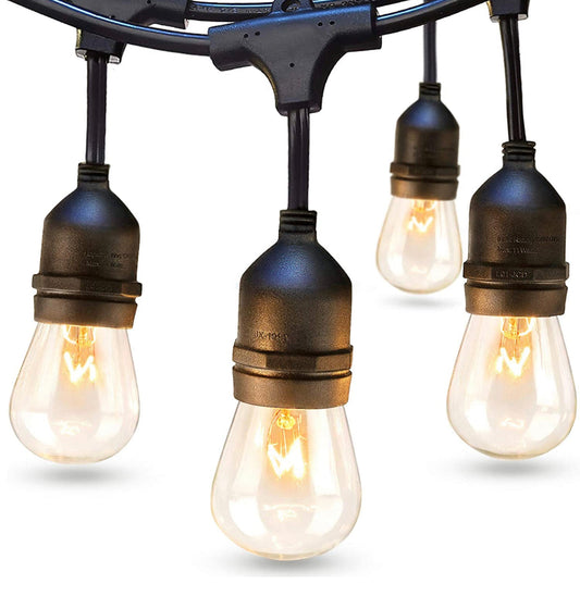 Lighteme 24Ft Plug-In LED-Lichterkette für den Außenbereich, wasserdicht, zum Aufhängen, dimmbare 2W Vintage-Edison-Glühbirnen