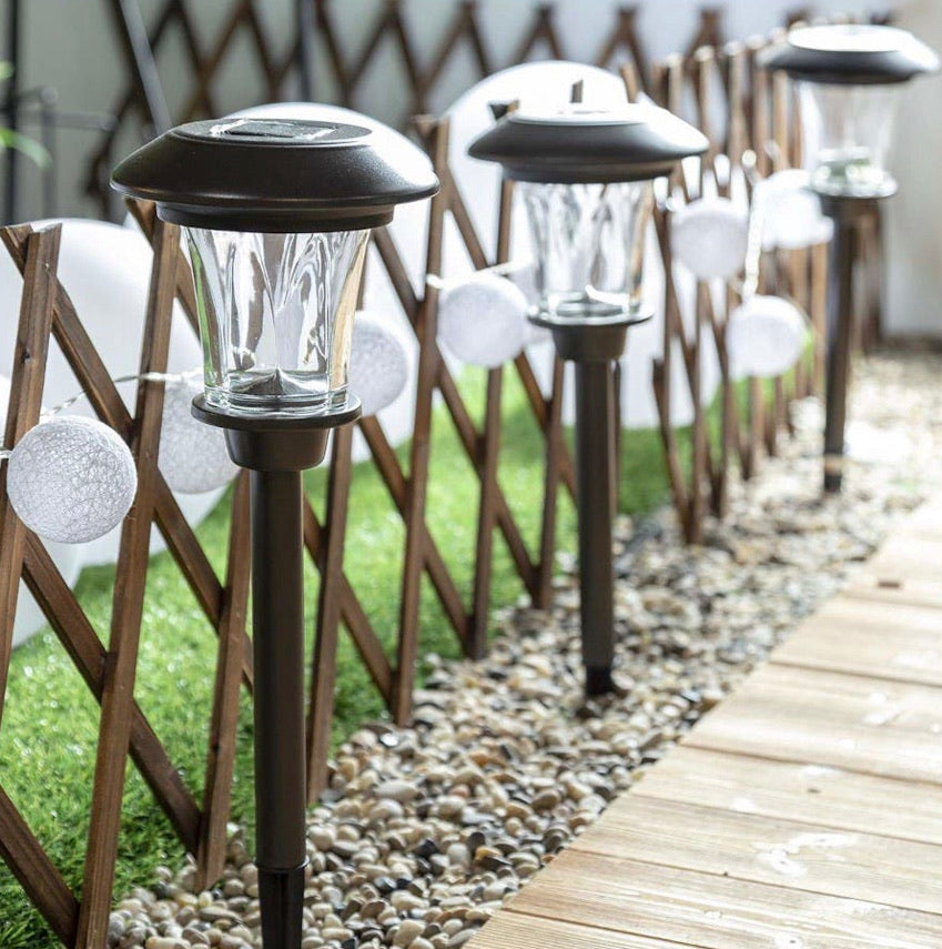 Lighteme Solar LED Large Outdoor Pathway Lights - 8 Pack- Oil Rubbed Bronze