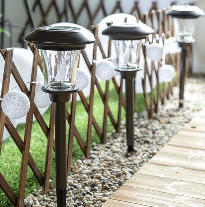 Lighteme Solar LED Large Outdoor Pathway Lights - 8 Pack- Oil Rubbed Bronze