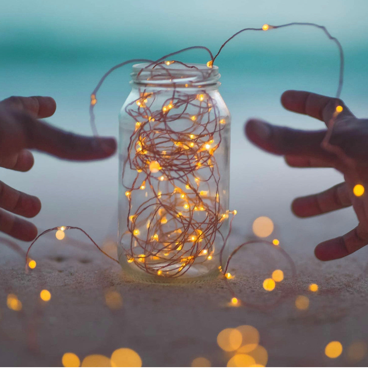 2PK Lighteme Solar String Lights Outdoor Copper Wire, Waterproof Solar Fairy Lights with 8 Lighting Modes