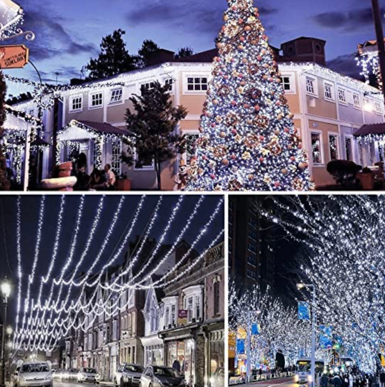 Lighteme 165Ft Solar String Lights White Wire Outdoor,500 LED Christmas Lights with 8 Modes and Timer, Remote Control