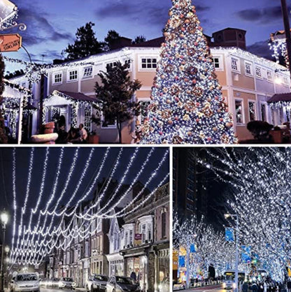 Lighteme 165Ft Solar String Lights White Wire Outdoor,500 LED Christmas Lights with 8 Modes and Timer, Remote Control