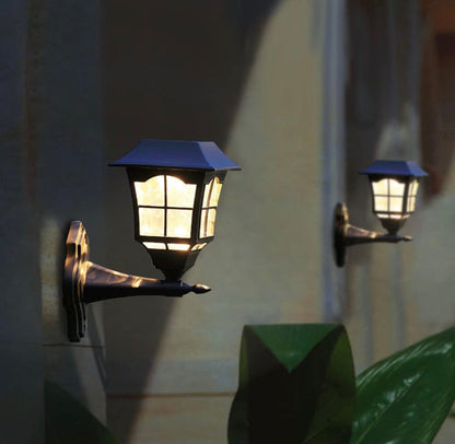 Lighteme 4 Pack Solar Wall Lantern Outdoor Wall Sconce 15 Lumens Solar Outdoor Christmas Led Light Fixture with Wall Mount Kit