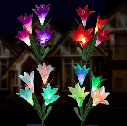 Lighteme Solar Lily Flower Lights (Pack of 4 = 16 Flowers)