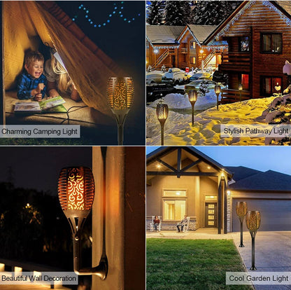 Lighteme Solar LED Flame Lamp Lawn Flame Flickering Torch Light Outdoor Fire 96 LED Lights 4 Pack