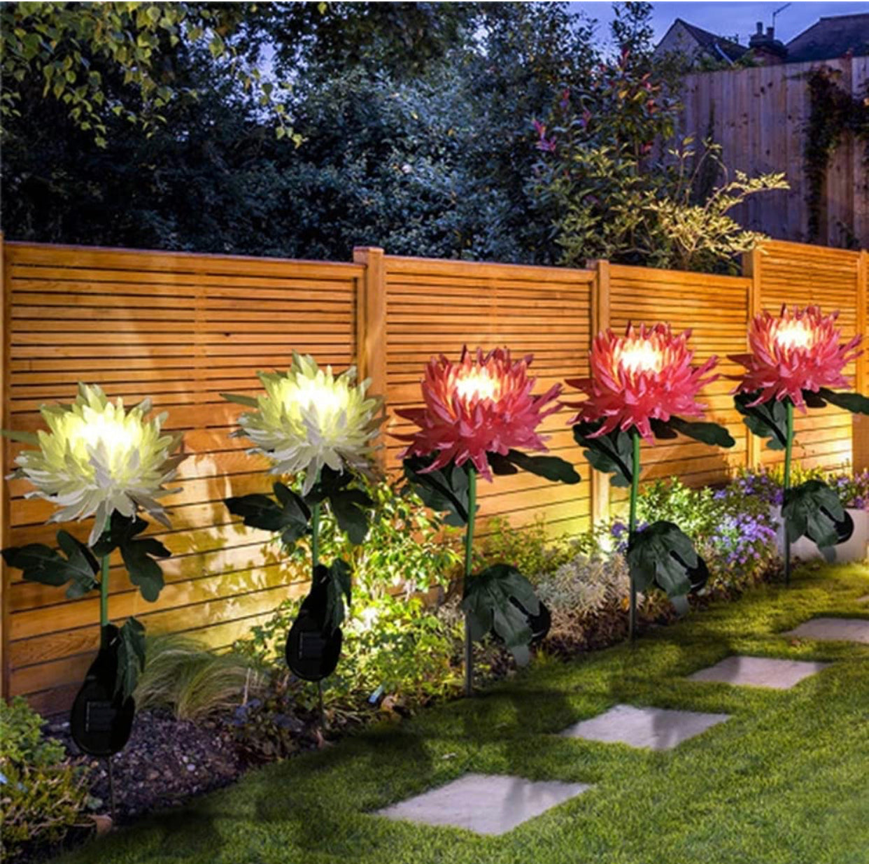 Lighteme Solar LED Light Artificial Chrysanthemum Flower (3 Pack)