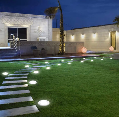 Lighteme Solar Garden Disk Lights 16LED Solar Ground Lights Underground Lights,4 Pack-20 Lumen