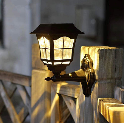 Lighteme 4 Pack Solar Wall Lantern Outdoor Wall Sconce 15 Lumens Solar Outdoor Christmas Led Light Fixture with Wall Mount Kit