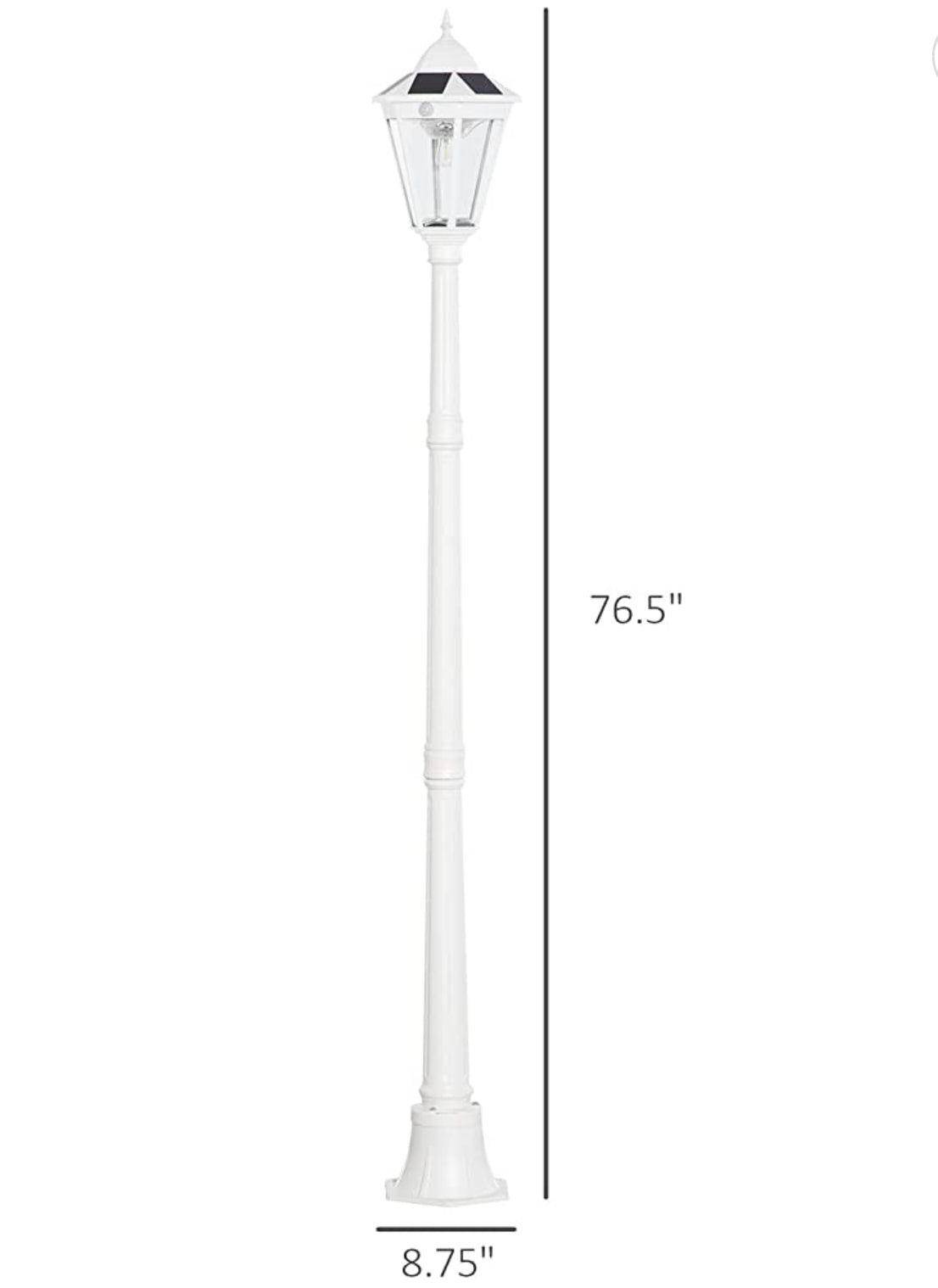 Lighteme 77" Solar Lamp Post Light, Waterproof Aluminum And Glass Outdoor Vintage Post Lamp