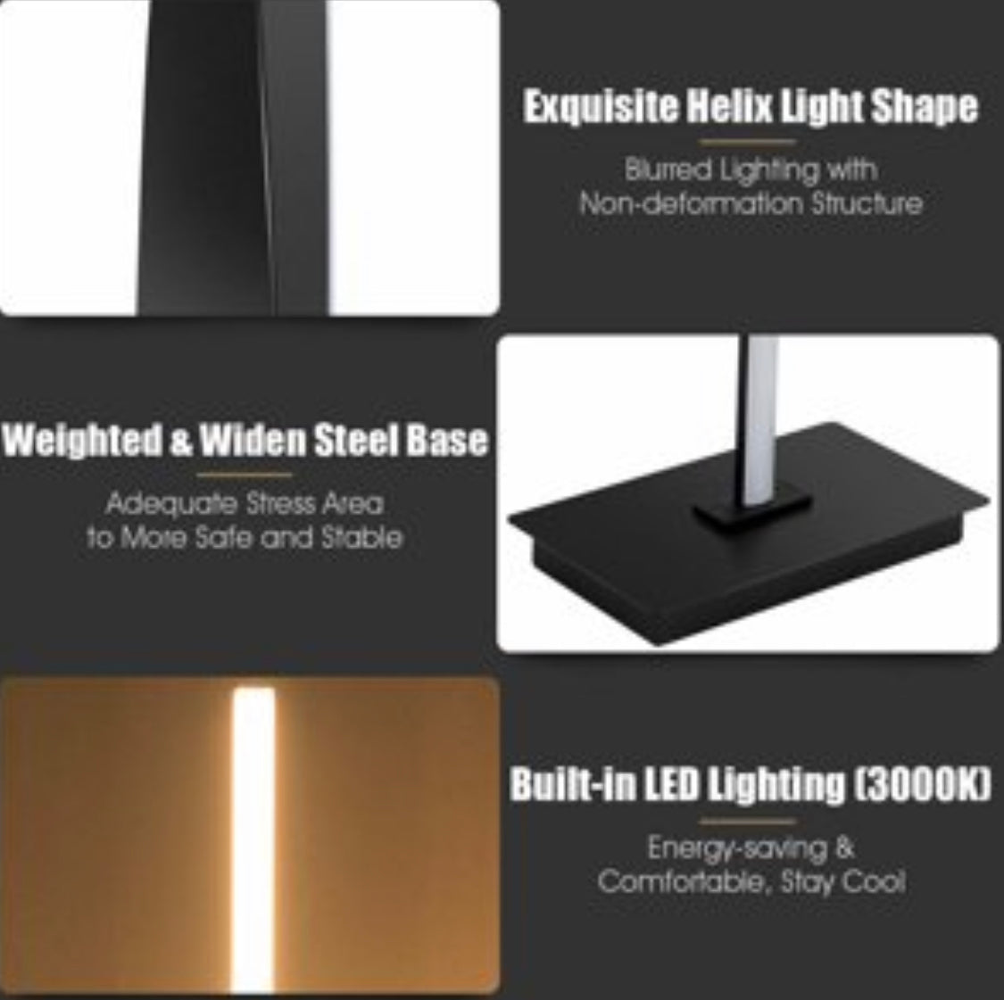 Lighteme Modern LED Floor Lamp for Living Room Bright Lighting - 48" Tall Light-Dimmable