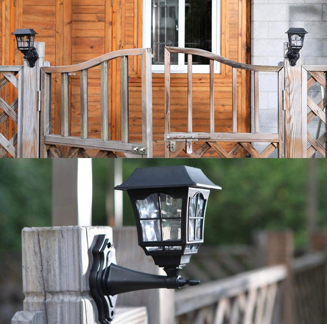 Lighteme 4 Pack Solar Wall Lantern Outdoor Wall Sconce 15 Lumens Solar Outdoor Christmas Led Light Fixture with Wall Mount Kit