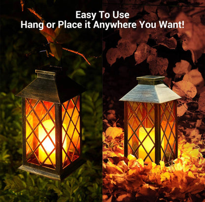 Lighteme Solar Candle Lanterns Outdoor, 2 Pack  Waterproof, LED Lanterns Solar Powered with Handle, Flickering Flameless Candle  Lights