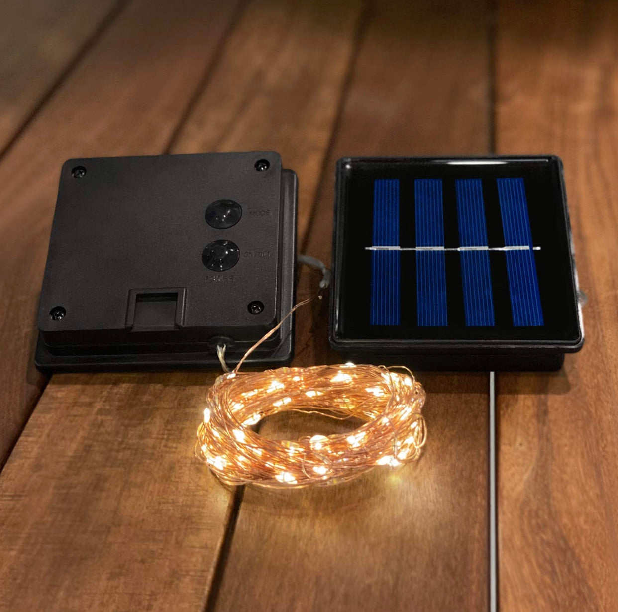 2PK Lighteme Solar String Lights Outdoor Copper Wire, Waterproof Solar Fairy Lights with 8 Lighting Modes