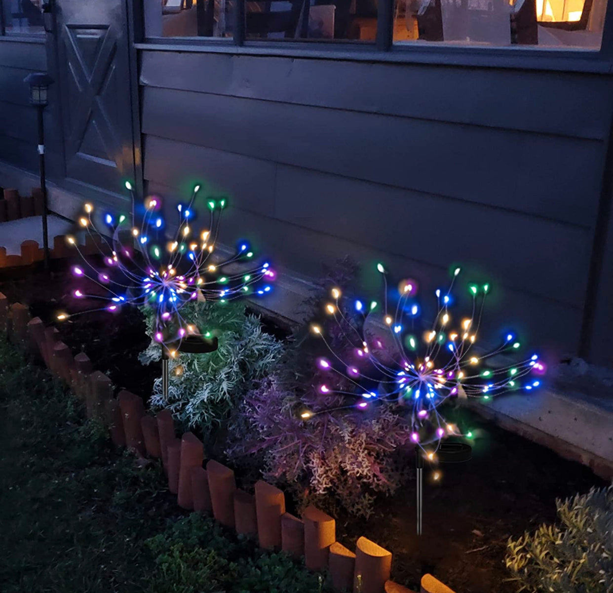 (2 Pack) Lighteme Solar Garden Firework Lights Solar Powered String Light with 2 Lighting Modes Twinkling and Steady