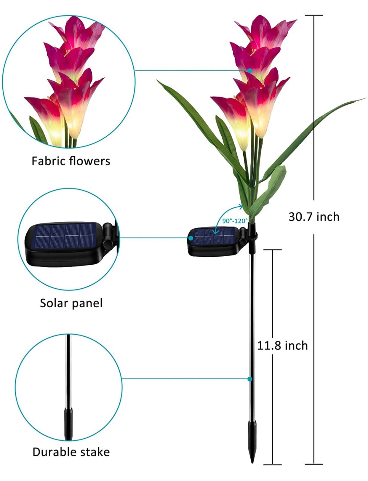 Lighteme Solar Lily Flower Lights (Pack of 4 = 16 Flowers)