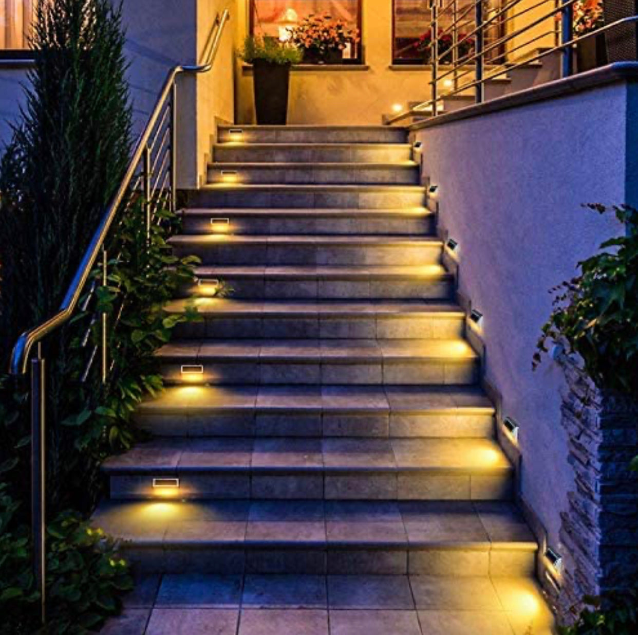 【6 Pack】Lighteme 30 LED Solar Step Lights Outdoor Stainless Steel Bright Solar Deck And Stairs Lights