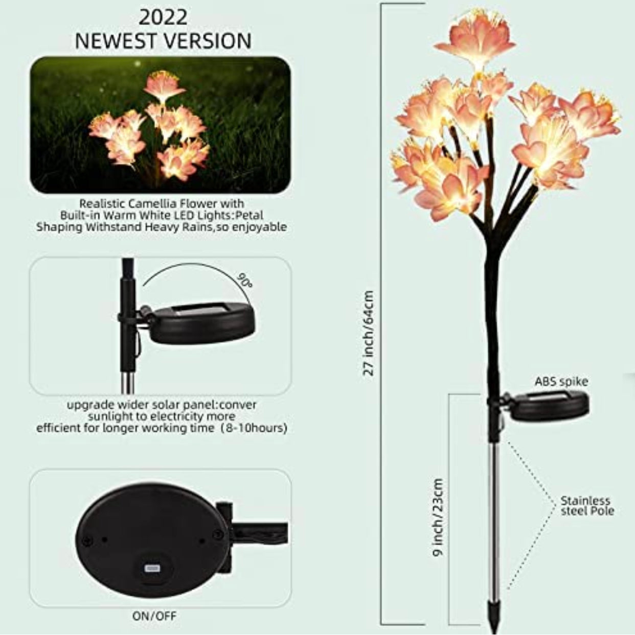 Lot de 2 lampes solaires de jardin Lighteme, alimentées par batterie, étanches, 2 modes d'éclairage, scintillantes et fixes.