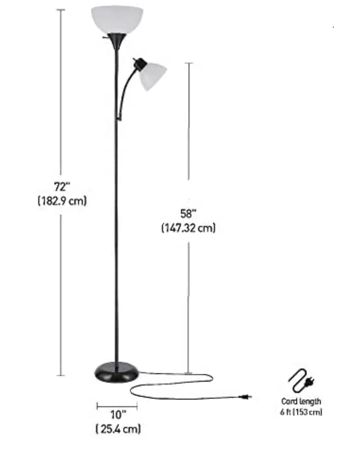 Lighteme – High Brightness Torchiere Floor Lamp with 2 Reading Lights  Lamps with Efficient LED