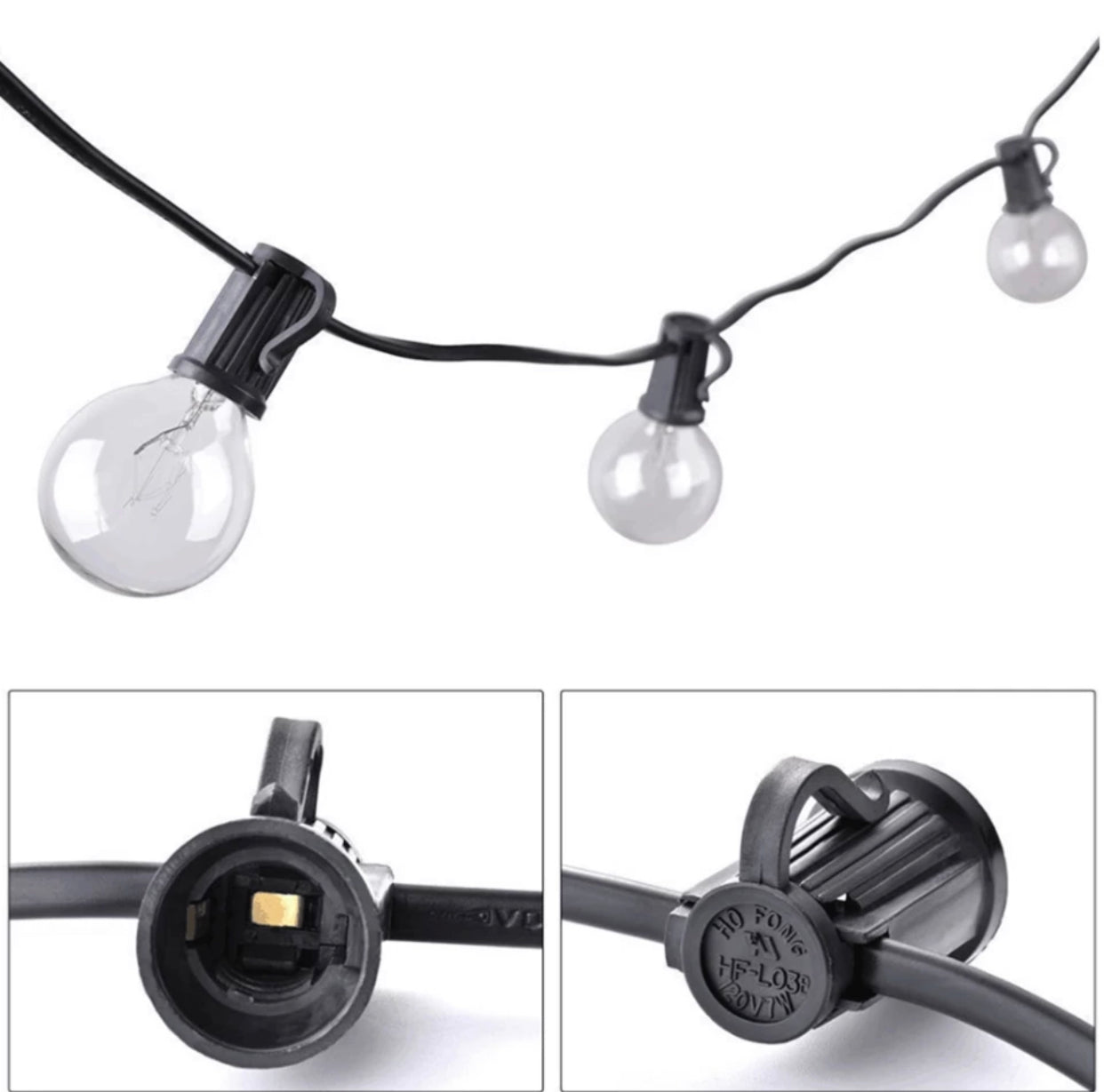 Lighteme 25 Ft Plug-In Outdoor String Light G40 Globe Patio Lights with 26 Edison Glass Bulbs Hanging Light