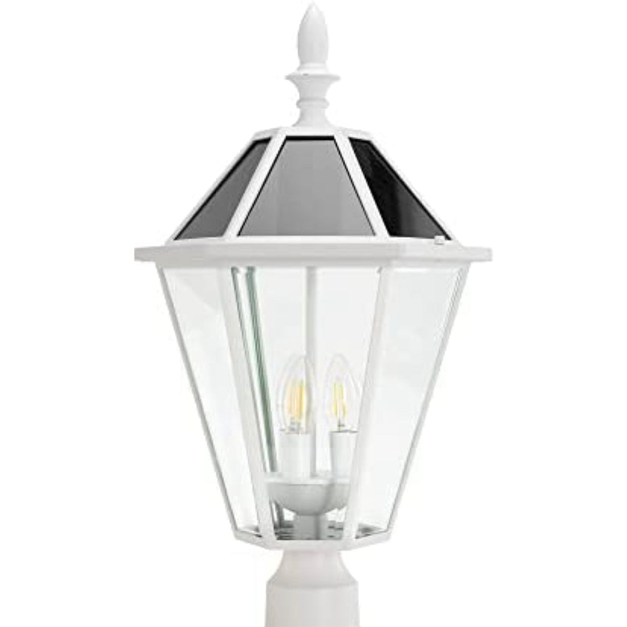Lighteme LED Solar Fence Cap Lights,Dusk to Dawn Vintage Street Lights, 300LM, 2700K,Cast Aluminum