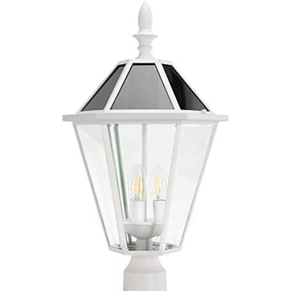Lighteme LED Solar Fence Cap Lights,Dusk to Dawn Vintage Street Lights, 300LM, 2700K,Cast Aluminum