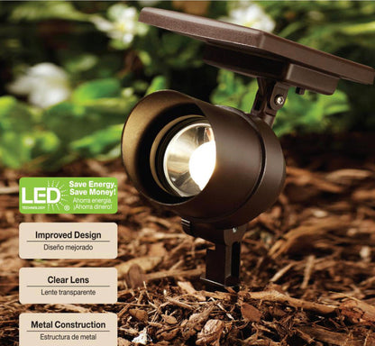 Lighteme Lot de 2 spots solaires LED 45 lumens en métal pour extérieur, éclairage paysager étanche 