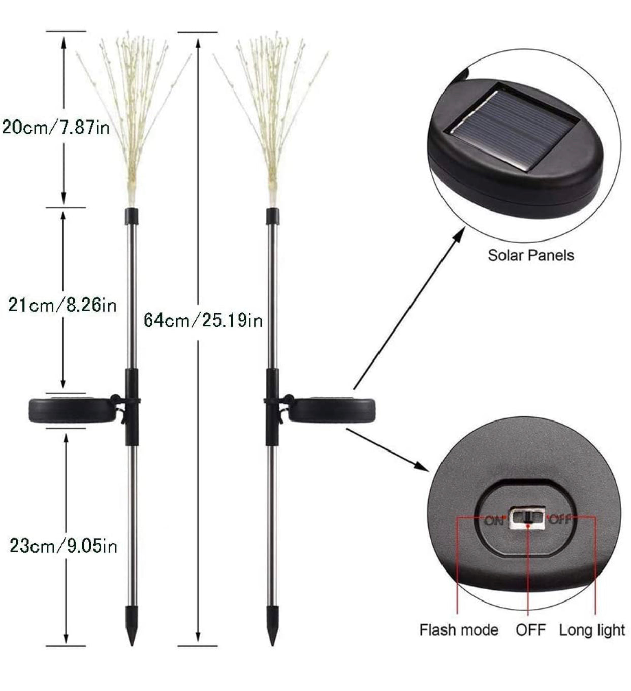 (2 Pack) Lighteme Solar Garden Firework Lights Solar Powered String Light with 2 Lighting Modes Twinkling and Steady