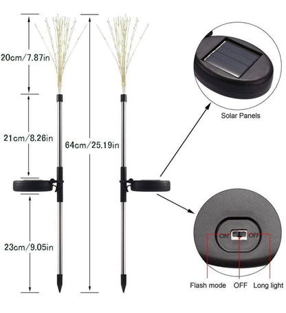 (2 Pack) Lighteme Solar Garden Firework Lights Solar Powered String Light with 2 Lighting Modes Twinkling and Steady