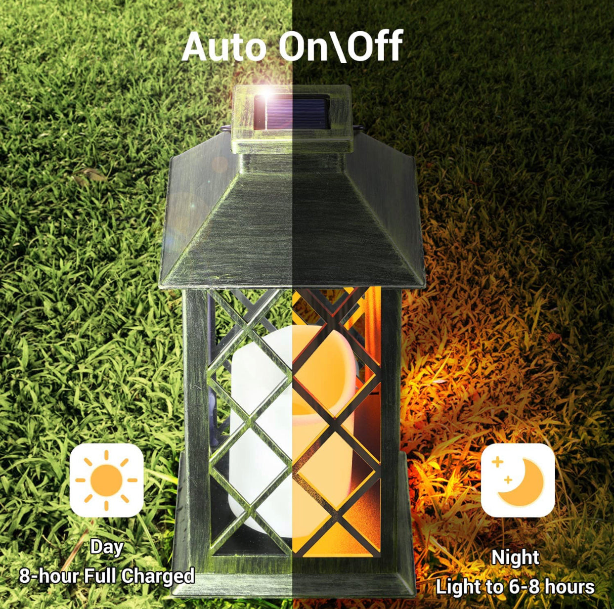 Lighteme Solar Candle Lanterns Outdoor, 2 Pack  Waterproof, LED Lanterns Solar Powered with Handle, Flickering Flameless Candle  Lights