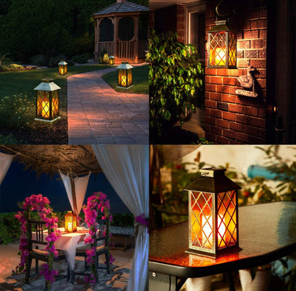 Lighteme Solar Candle Lanterns Outdoor, 2 Pack  Waterproof, LED Lanterns Solar Powered with Handle, Flickering Flameless Candle  Lights