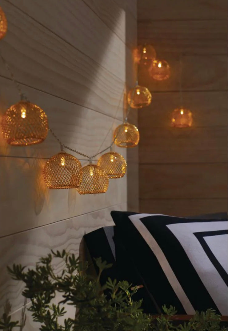 Lighteme Indoor 12 ft. Battery Operated Metal Integrated LED String Lights (10-Light)