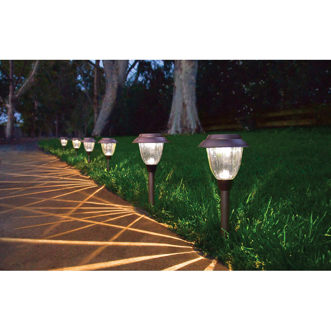 Lighteme High-End Solar-LED-Wegeleuchten aus Glas und Edelstahl (10er-Pack)
