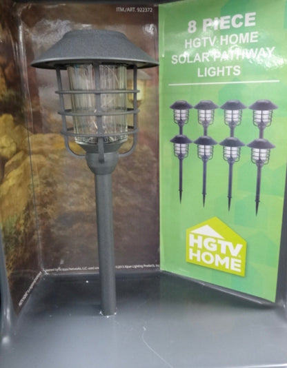 Lighteme LED 8 Piece Large Solar Pathway Lights Aluminum with glass-10 LM
